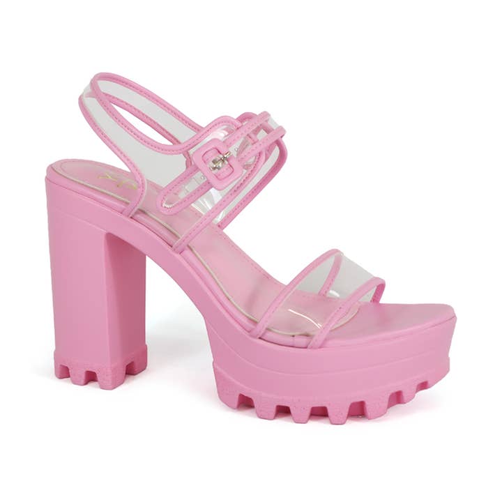 Yoki Fashion - Wholesale Platform Heels - Women's - YOKI ASTER Women's Chunky High Heel Clear Summer Sandals