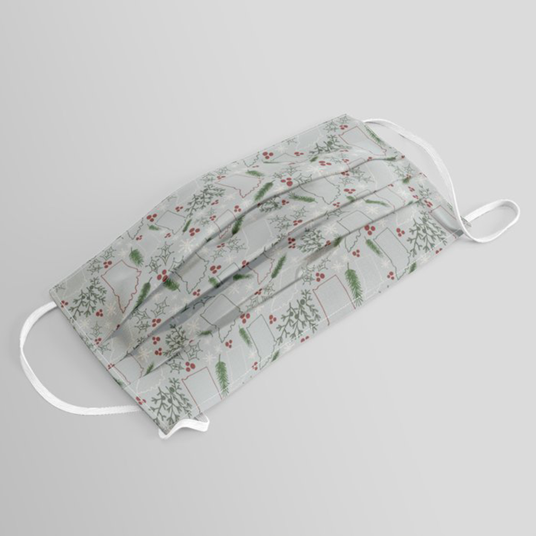 Lauren Ullrich Art - Wholesale Protective Face Mask/Shield - Indiana Christmas Face Mask0
