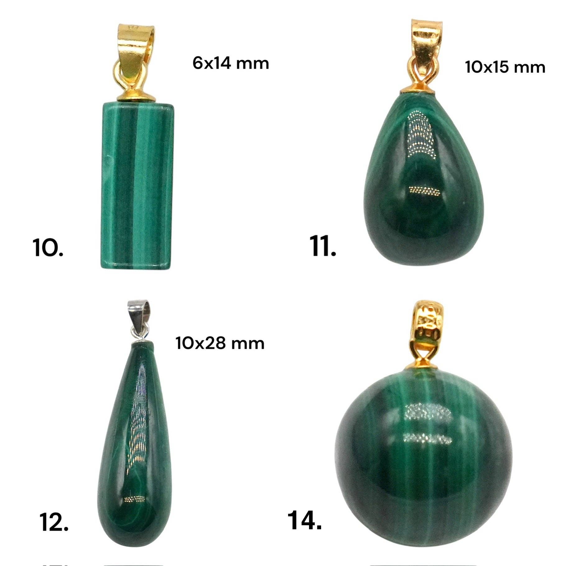 Foliesbijoux - Vente Breloques/médailles personnalisées - Pendentif en malachite doré ou argenté (11 formes disponible) (Bélière laiton rhodié incluse)2