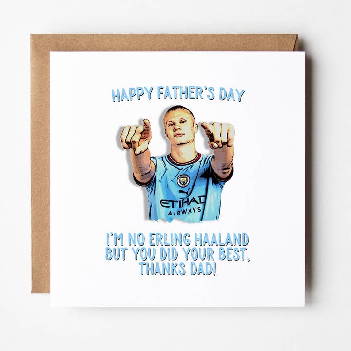 Tarjeta del Día del Padre del Manchester City con Erling Haaland para venta al por mayor de FrontRow Cards & Gifts