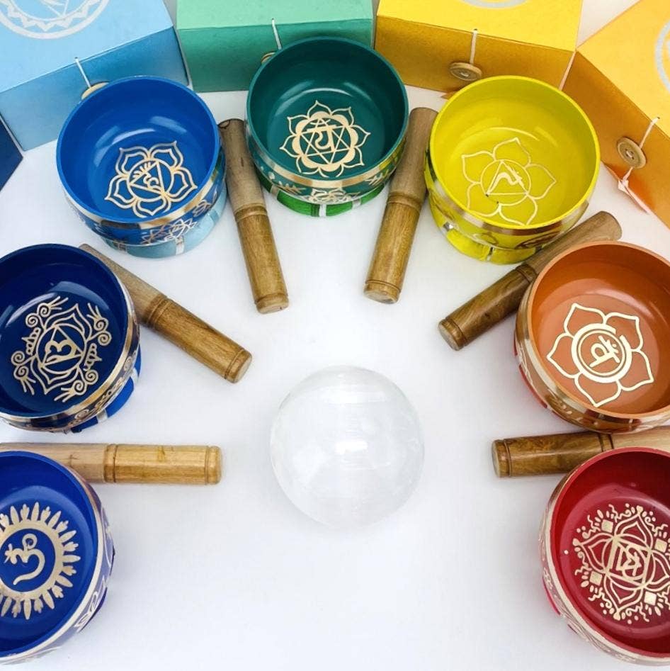 Rock Paradise - Wholesale Meditation Supplies - Brass Tibetan Singing Chakra Bowls - Choose Your Own13