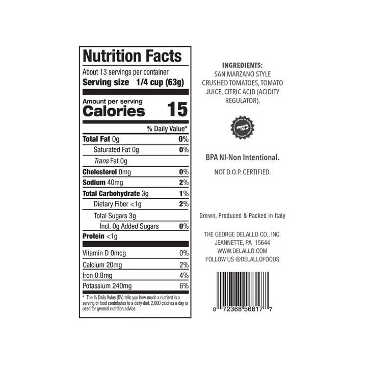 Delallo - Wholesale Pasta Sauce - San Marzano Style Crushed Tomatoes (28 oz.)3