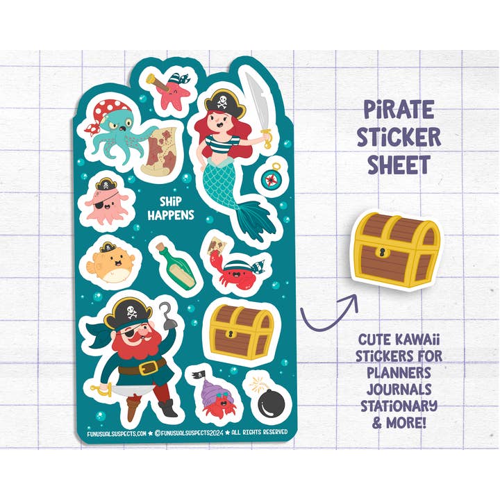 Feuille d'autocollants Pirate pour la vente par FunUsual Suspects