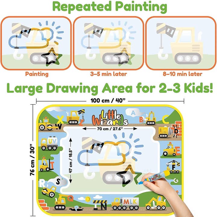Little Wizards - Wholesale Coloring Mat - Kids & Baby - Toddler Coloring Sensory Mat - Toddler Art Water Doodle Mat