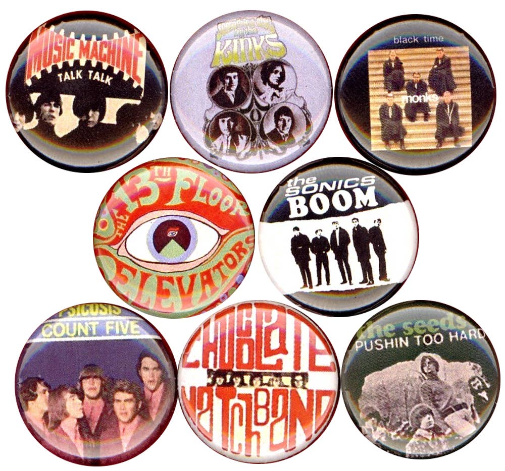 Pinbax Express - Wholesale Lapel Pin/Button - 1960s garage band x 8 1" inch (25mm) buttons badges music