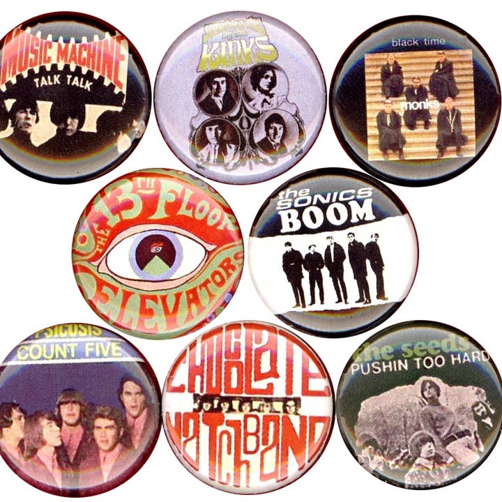 Pinbax Express - Wholesale Lapel Pin/Button - 1960s garage band x 8 1" inch (25mm) buttons badges music0
