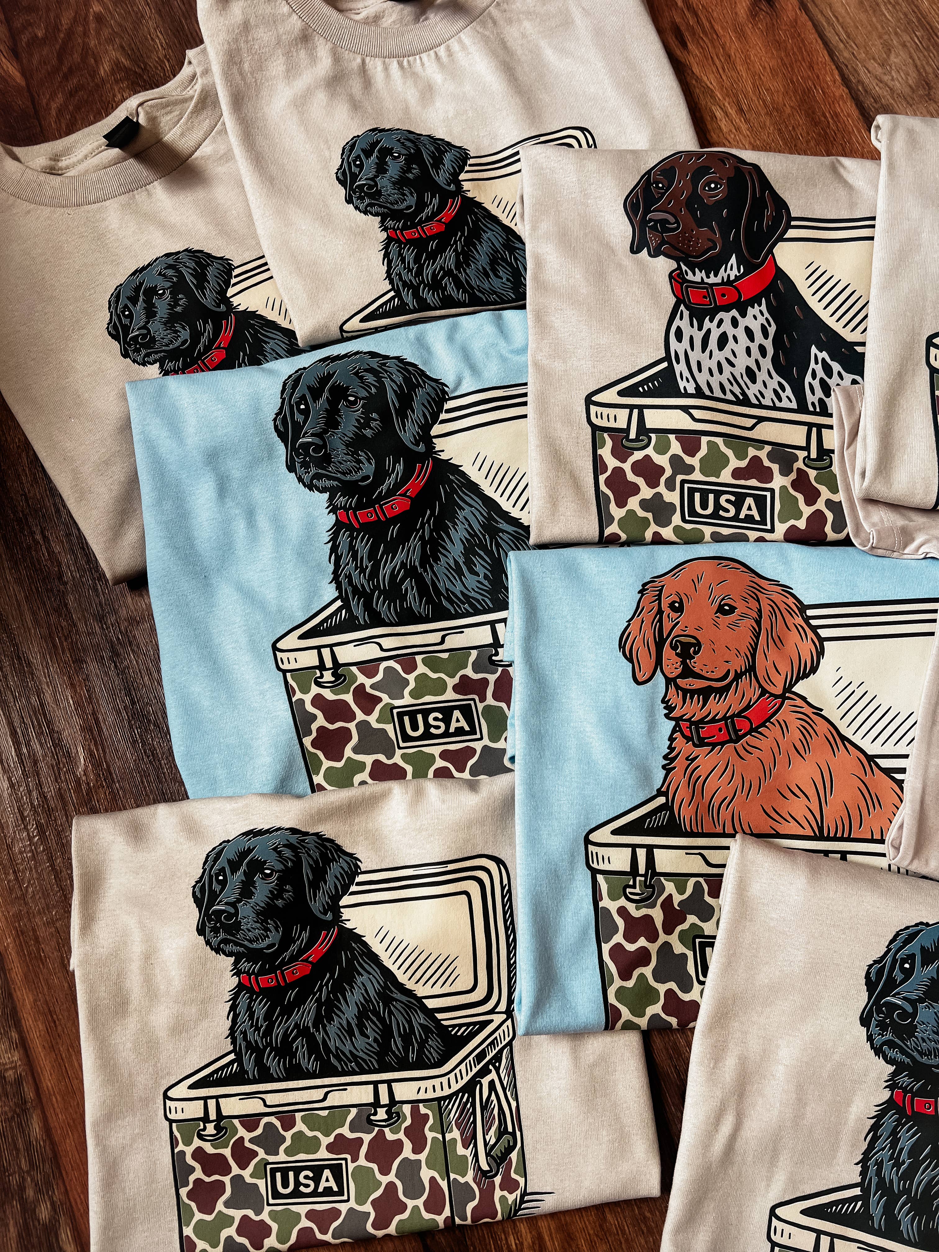 Front Porch Boutique - Wholesale T-Shirt (Graphic) - Unisex - Camo Cooler Dog Short Sleeve Tee1