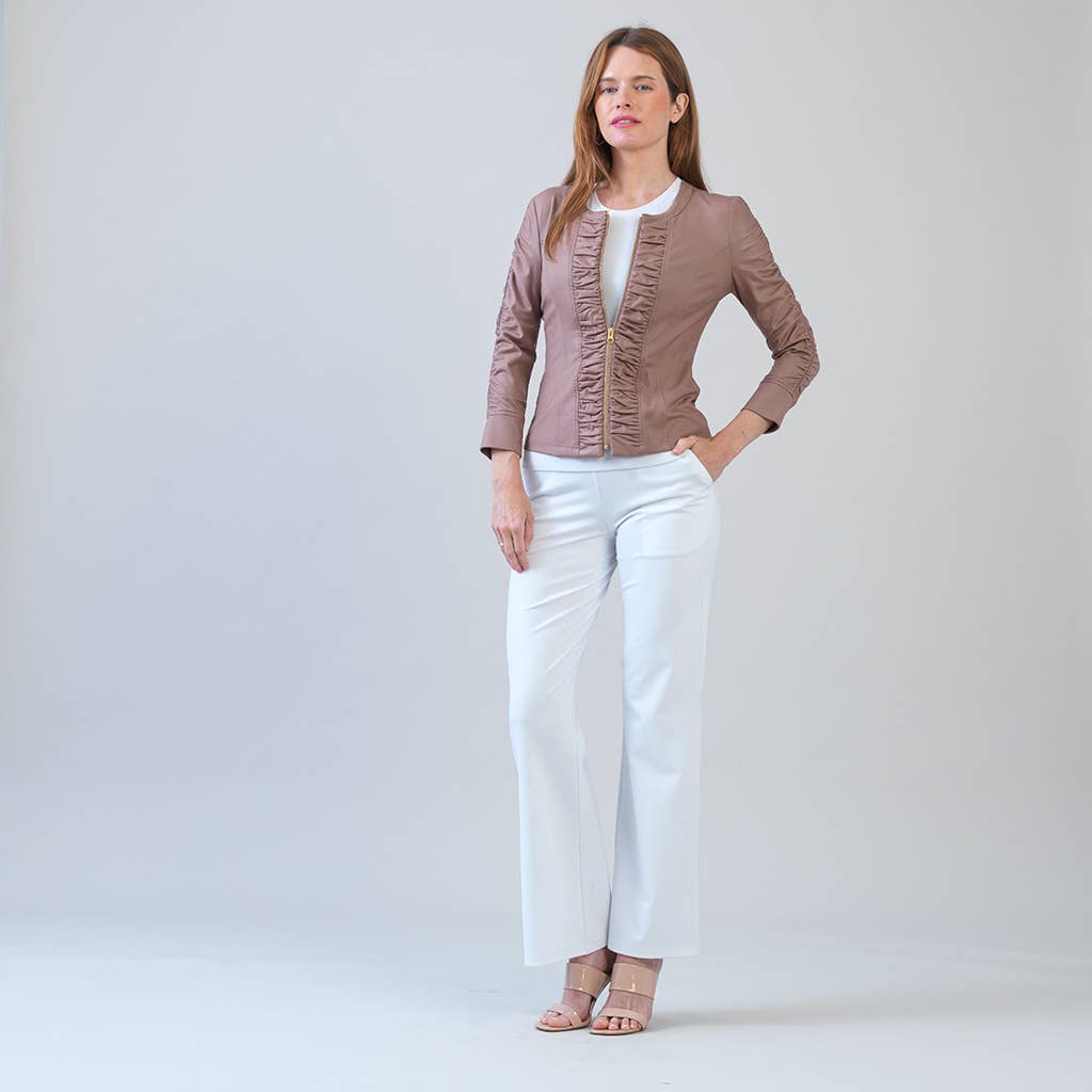 Clara Sunwoo – wholesale Leather jacket – Women′s – JK83 - Liquid Leather ™ Ruched Detail Jacket16