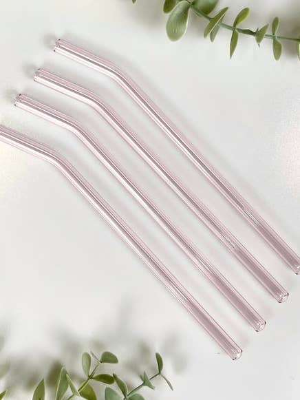 Pink Glass Reusable Straw for wholesale by SparklesnMoreCo