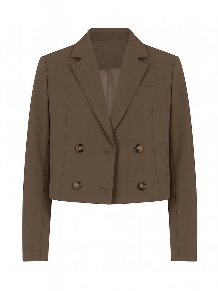 Blazer croisé Mocca | REMARQUE : Délai de livraison 5-7 jours ouvrables pour la vente par PINNED by K