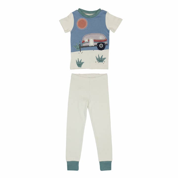 Camper | Kids' Organic Appliqué Short Sleeve PJ Set for wholesale by L'ovedbaby
