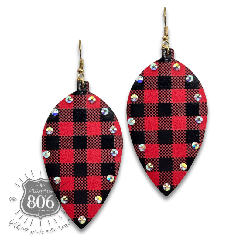 Pink Panache Brands - Vendita all'ingrosso Orecchini pendenti - Orecchino pendente con stampa a quadri buffalo decorata, ultima chiamata3