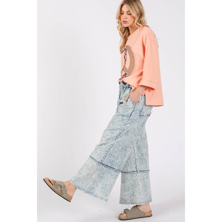 Sage + Fig - Wholesale Pants - Women's - MINERAL WASHED DENIM PANTS (SP7577)