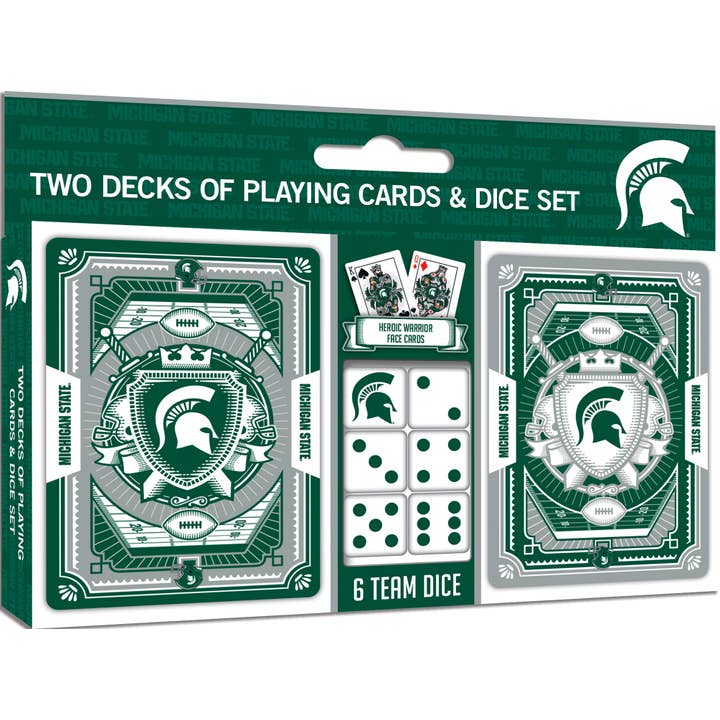Michigan State Spartans - 2-Pack Playing Cards & Dice Set for wholesale by Masterpieces Puzzles