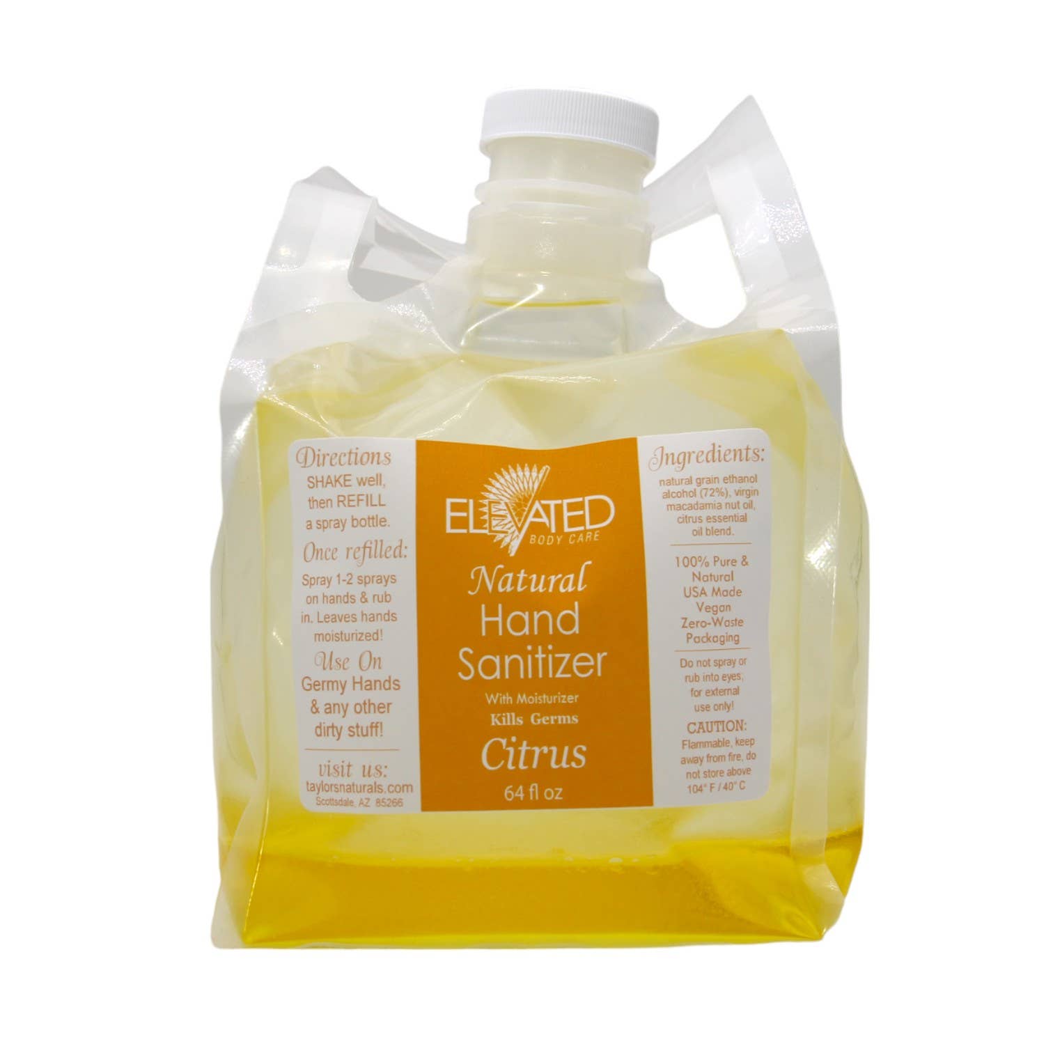 Taylor's Naturals - Vente Désinfectants pour les mains - RECHARGE/EN GROS de désinfectant pour les mains naturel ELEVATED2