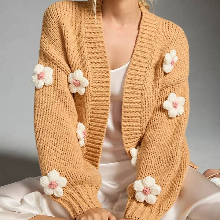 Wholesale 3d flower cardigan for your store Wholesale 3d flower cardigan for your store
