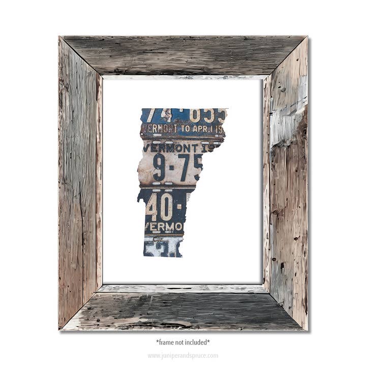 Vermont Vintage License Plate Home Print for wholesale by Juniper & Spruce
