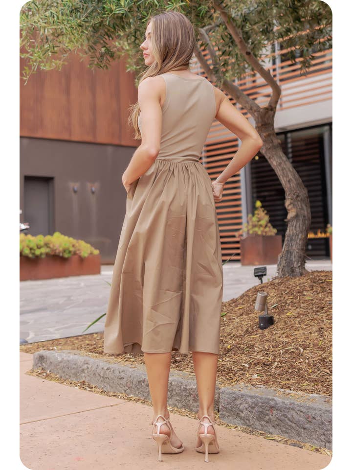 Strut & Bolt - Wholesale Dress - Women's - Knit Contrast Poplin Long Dress15