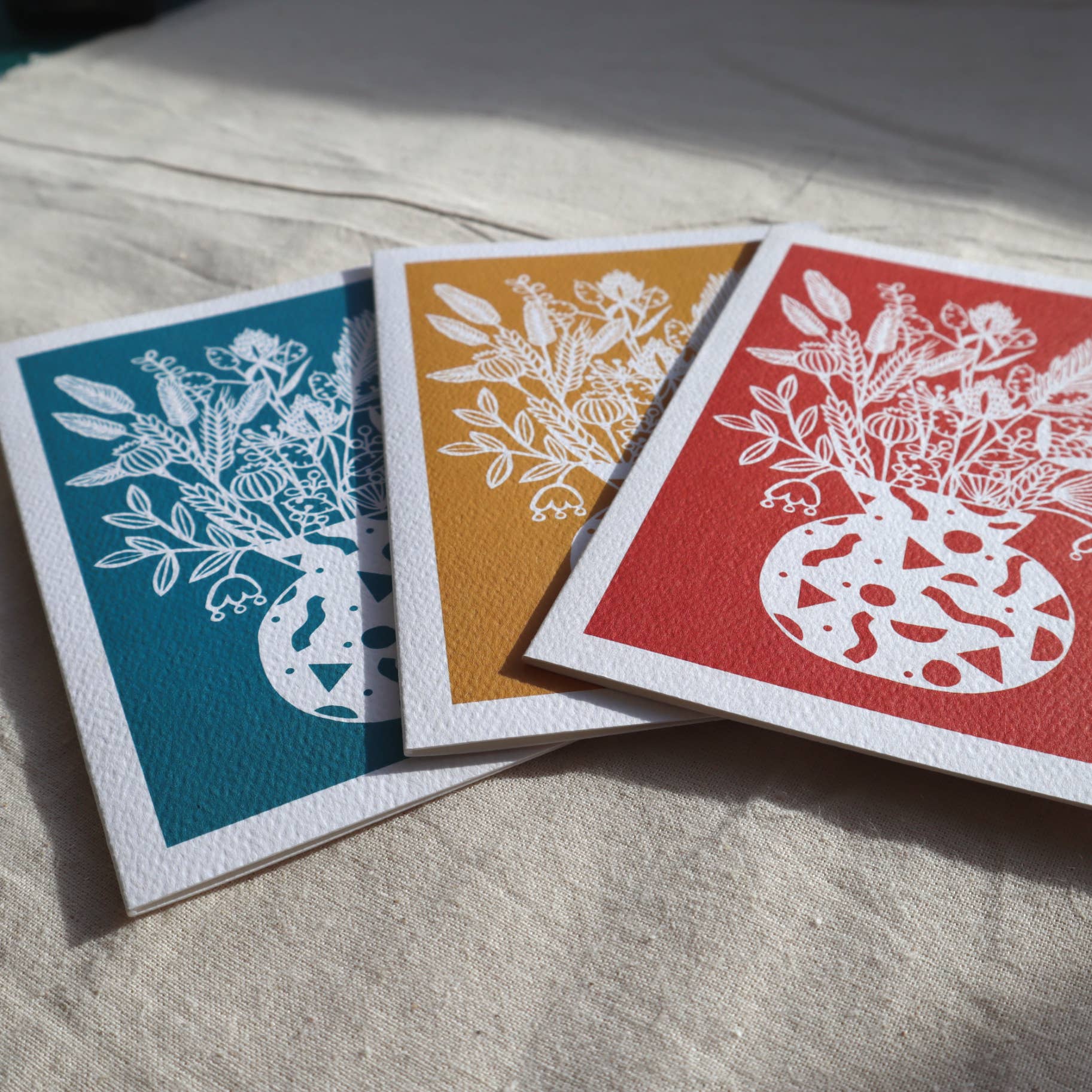 Gemma Barnett - Wholesale Gewone wenskaart - Dried Flowers kaart - 3 kleuren3