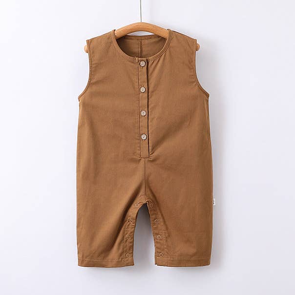 Spring Design Solid Color Crew Neck Single Breasted Sleeveless Rompers for wholesale by MyKids-USA®