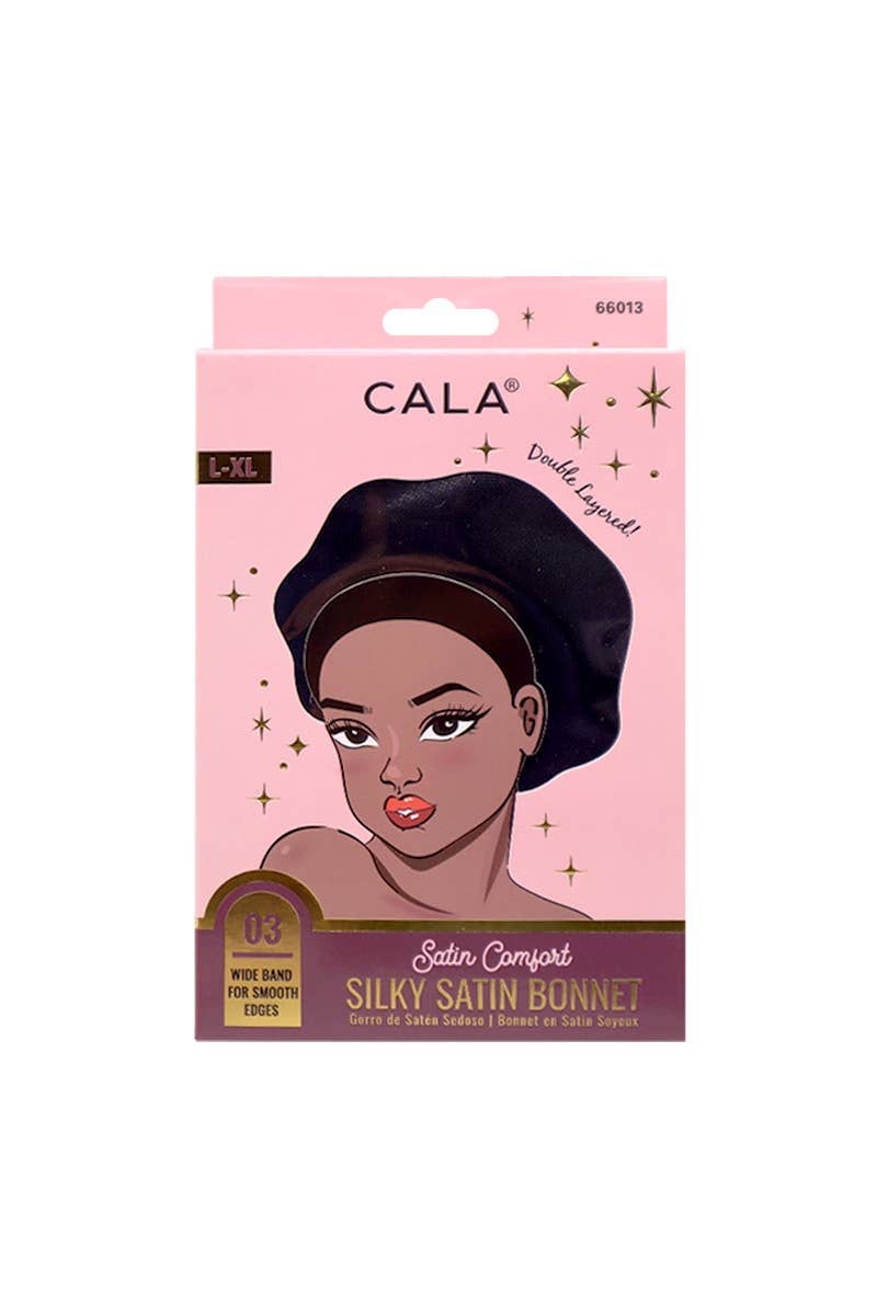 PINEAPPLE Beauty – wholesale Sleep cap / bonnet – women's – CALA 66013 Shiny Black Satin Comfort Silky Satin Bonnet - 6 1