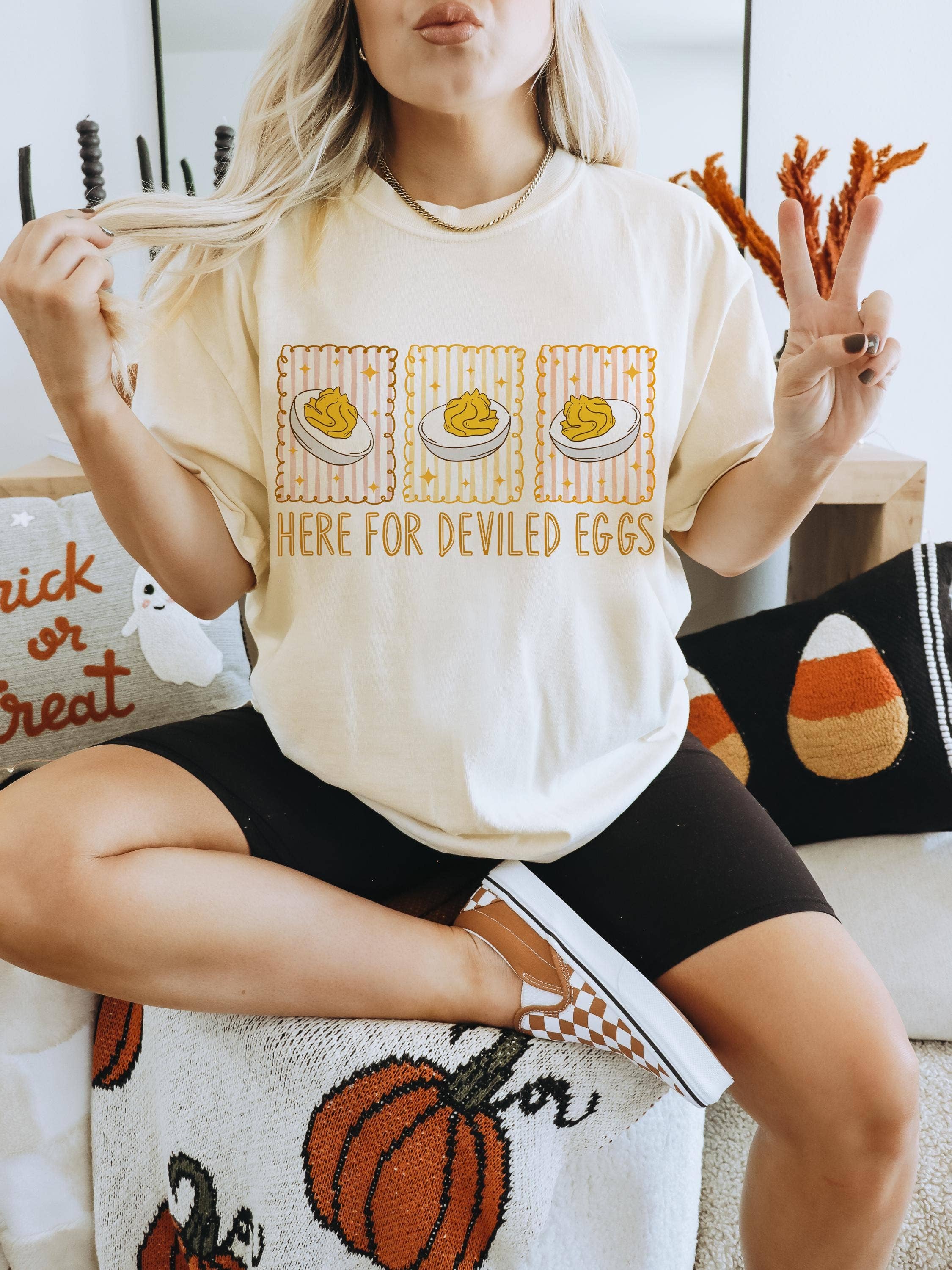 NVC Ecommerce LLC - Wholesale T-Shirt (Graphic) - Women's - Deviled Eggs Shirt, You Know Why I’m Here Sweatshirt4