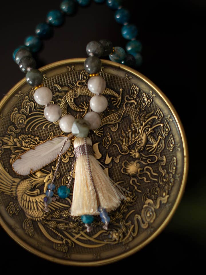 Blaue Taschenmala, Reisemala mit 27 Perlen, Meditationsperlen für den Großhandel von Samadhi Mala Beads