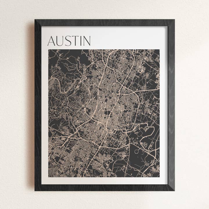 Affiche : carte des rues d'Austin pour la vente par Backstory Map Co.