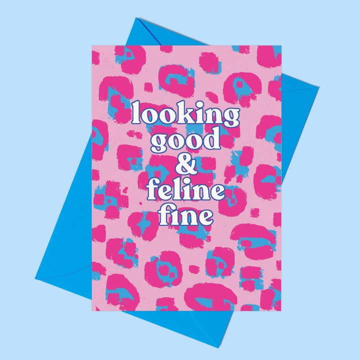 Cartão Looking Good & Feline Fine Fine | VENDA por atacado de Fawn & Thistle Ltd (US Duties Paid)