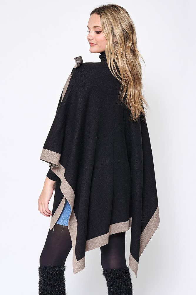 Hana - Venta al por mayor Poncho - Mujer - Ruana ribeteada con correa para el hombro5