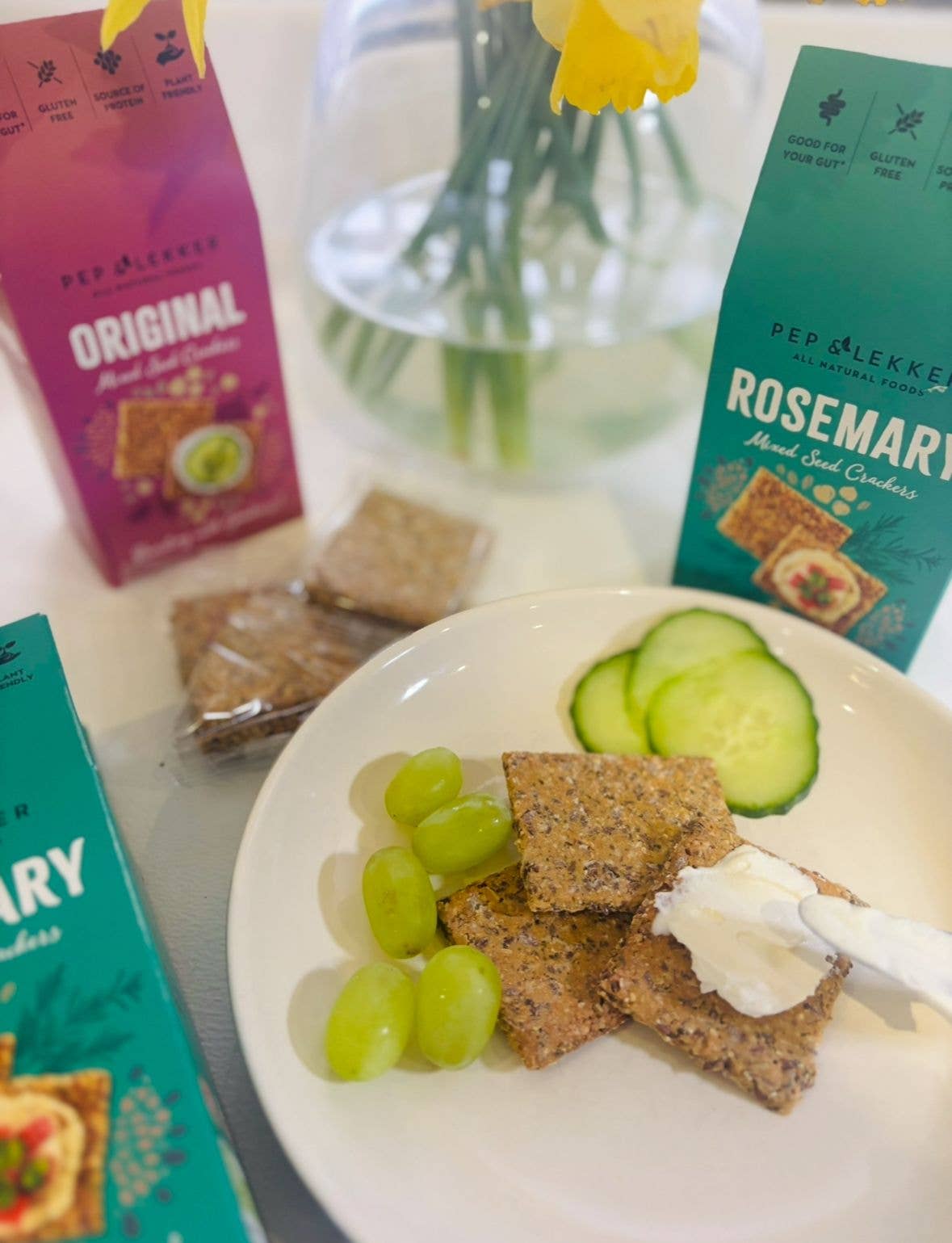 Pep & Lekker - Venta al por mayor Crackers - Galletas de Semillas Sin Gluten - Romero & Original (110g) (x8)1