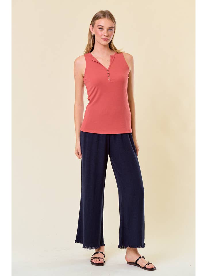 Doe and Rae – wholesale Tank top – Women′s – Henley Knit Tank - 41363T4