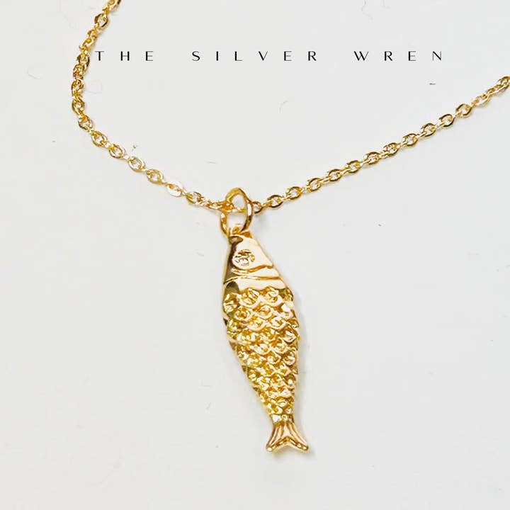 The Silver Wren - Wholesale Pendant/Charm Necklace - Gold Fish Pendant Necklace
