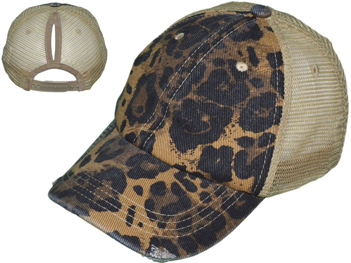 Buck Wholesale - Vendita all'ingrosso Cappello per coda di cavallo - Donna - Cappelli da camionista leopardati a coda di cavallo - Morbidi non strutturati, vintage9