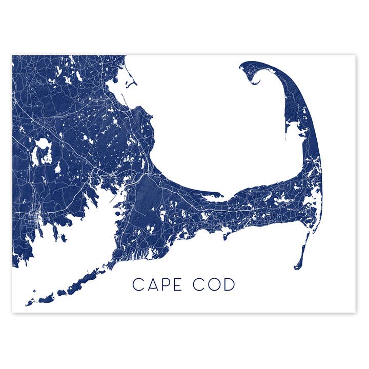 Cape Cod Map Wall Art Print, Massachusetts Poster Decor Maps, Provincetown for wholesale by Maps As Art