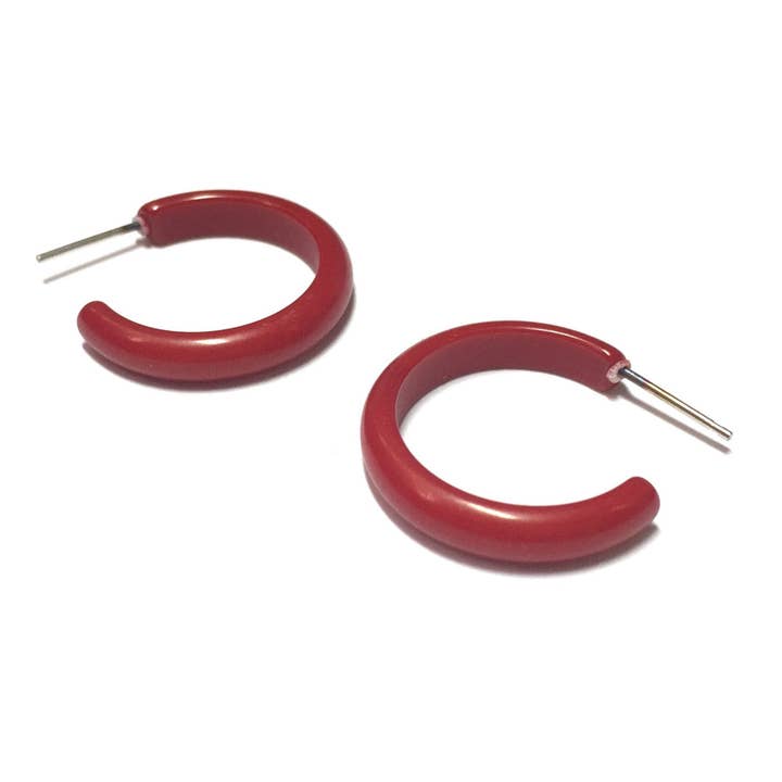 Brick Red Skinny Perfect Hoop Earrings for wholesale by Leetie Lovendale