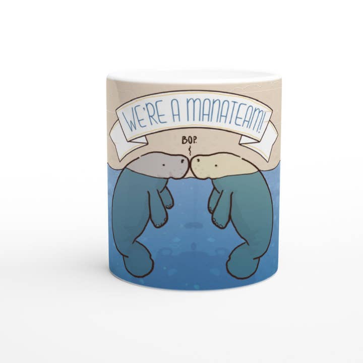 We'Re A Manateam! Ceramic Mug With White Handle for wholesale by Tostoini
