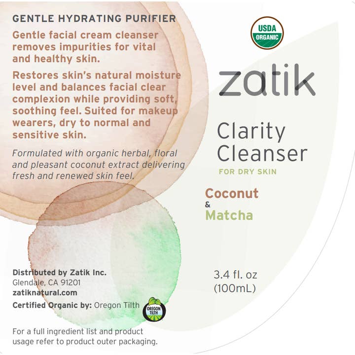 Zatik Naturals - Wholesale Facial Cleanser - Clarity Cleanser, Coconut & Matcha Gentle Hydrating Purifier1
