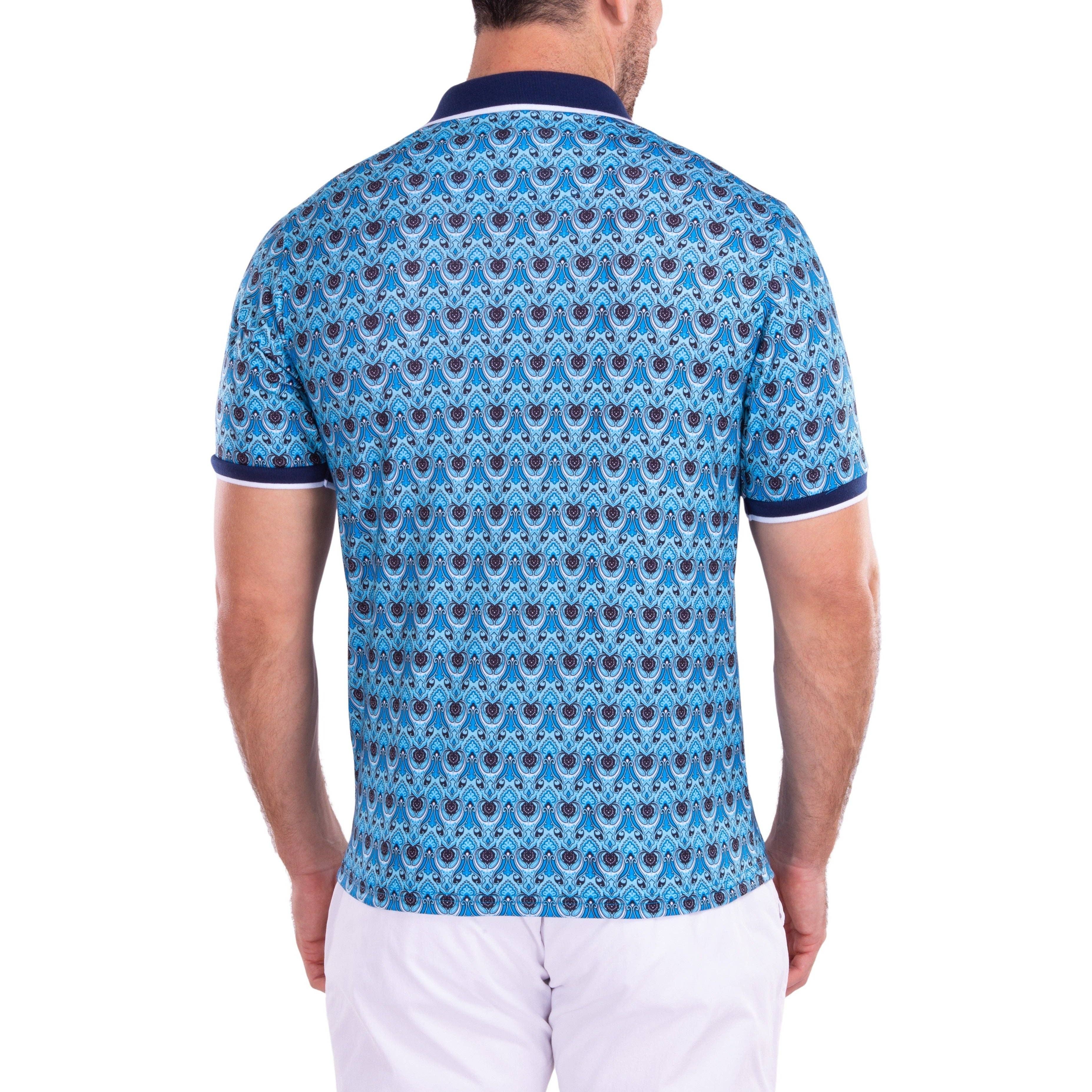 211838 - Turquoise Printed Polo Shirt for wholesale on Faire1