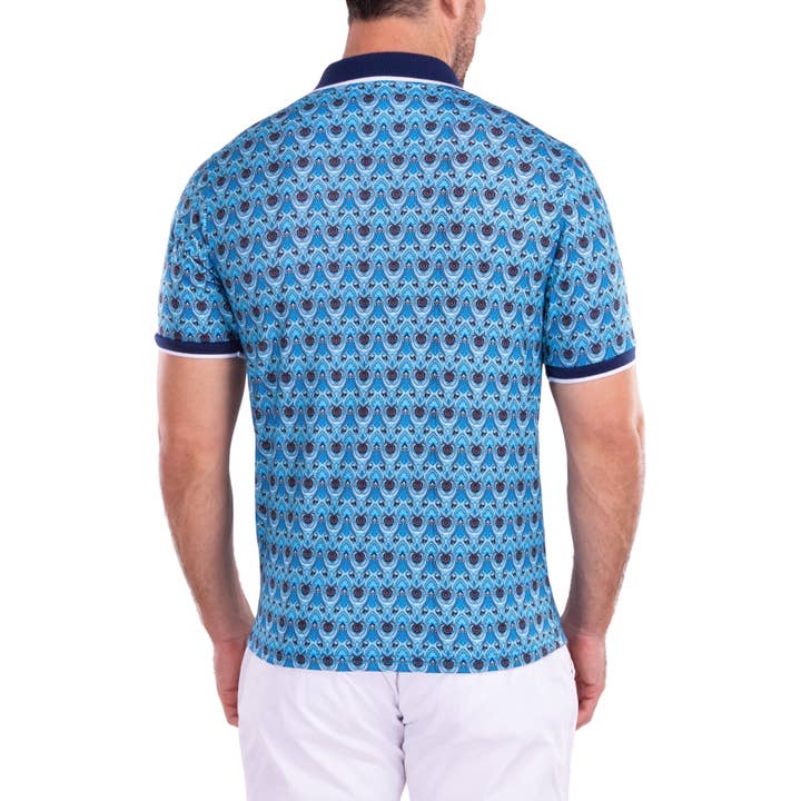 211838 - Turquoise Printed Polo Shirt for wholesale on Faire1