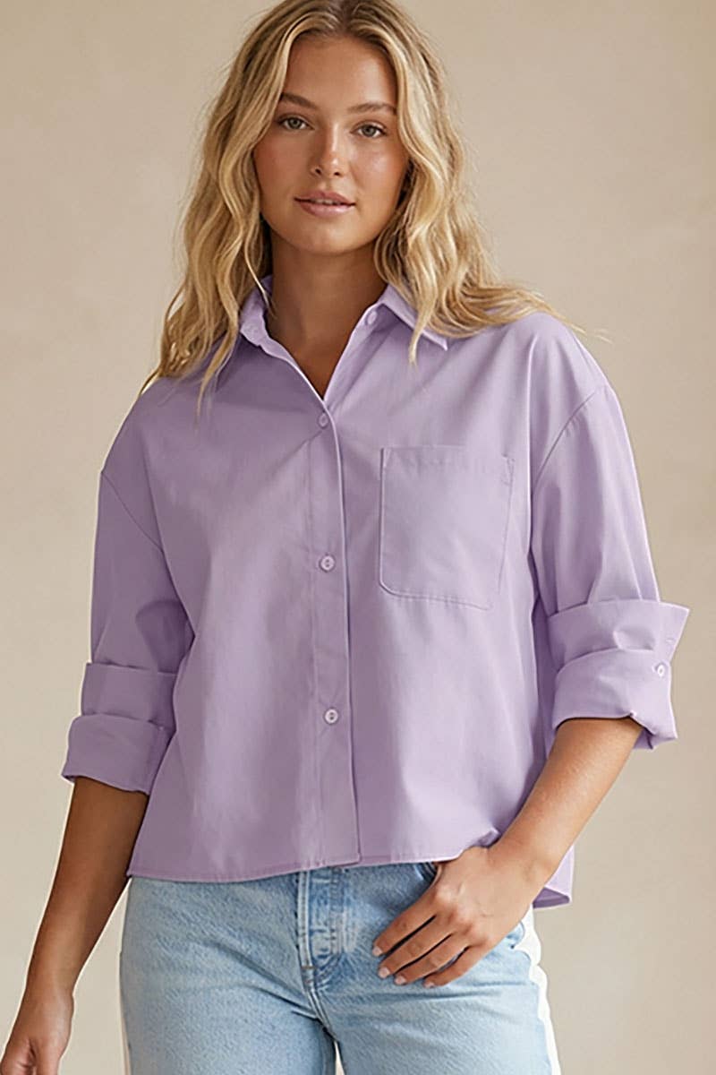 Naked Zebra - Wholesale Blouse - Women's - Rolled Sleeve Button Up Blouse16