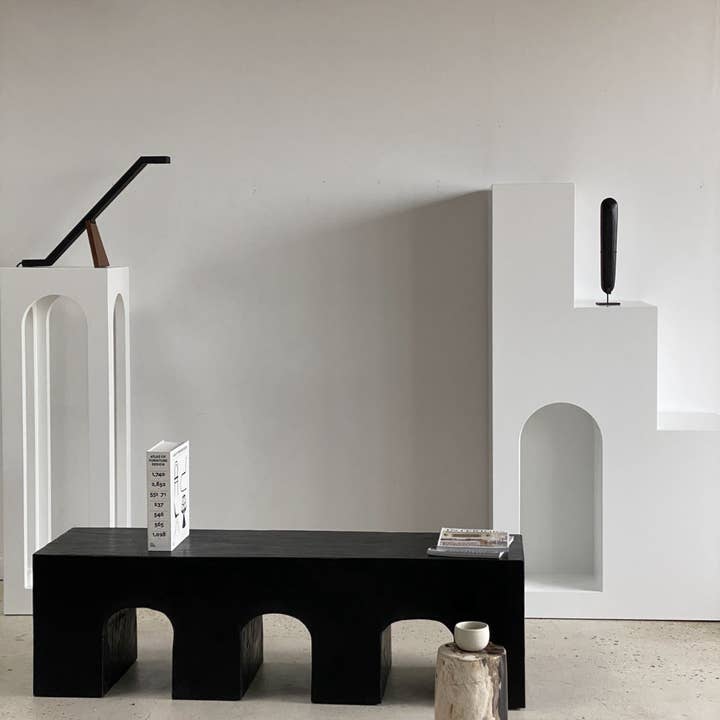 Office Objets - Wholesale Bench - Solid monoxyle wooden bench with sculpted base in 3 arches - Black color33