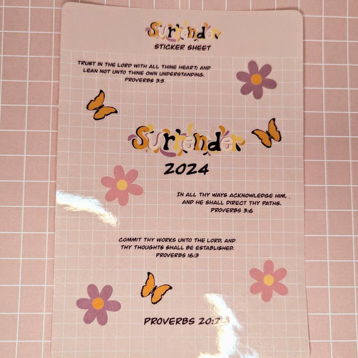 Surrender 2024 Handmade Sticker sheet for wholesale by Made in His image
