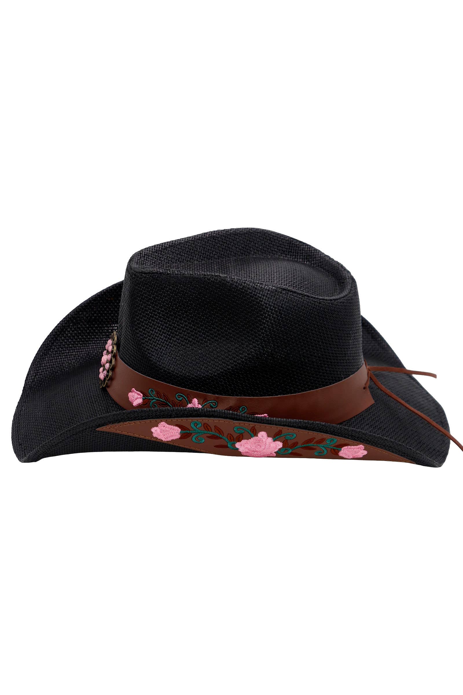Cap Zone - Wholesale Cowboy Hat - Women's - Pink Rose Concho Belt Embroidered Cowgirl Hat3