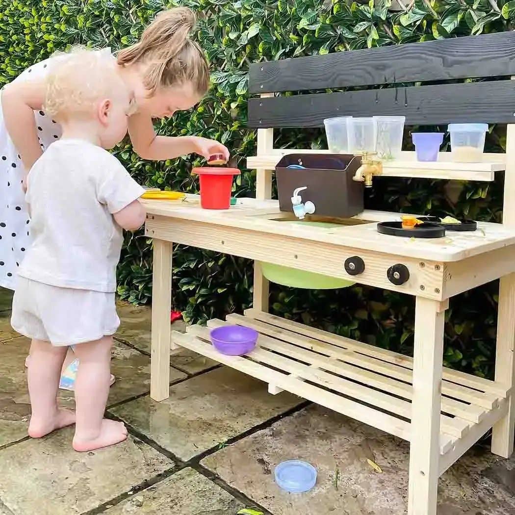 Big Game Hunters – wholesale Wood toy – Child – Double Mud Kitchen - With Working Tap5