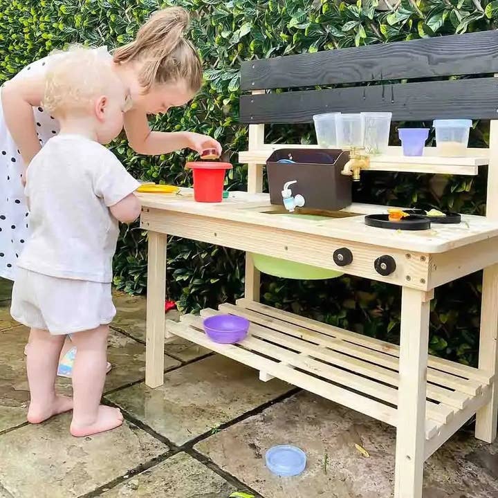 Big Game Hunters – wholesale Wood toy – Child – Double Mud Kitchen - With Working Tap5