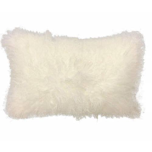 Chesterfield Leather - Wholesale Throw/Decorative Pillow - Natural White Tibetan Lamb Pillow1