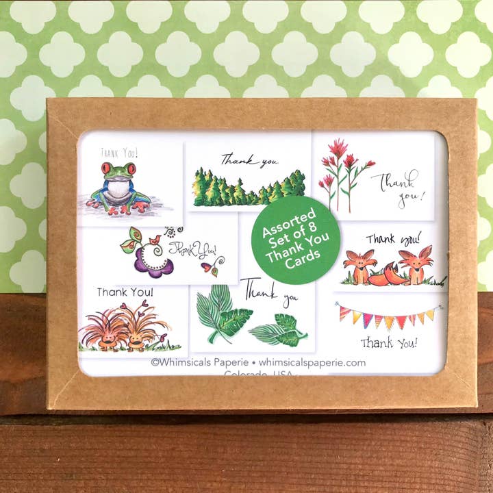 Whimsicals Paperie - Wholesale Stationery/Notecard Set - Assorted Thank You Cards | Boxed Set of 8 Thank You Notes8