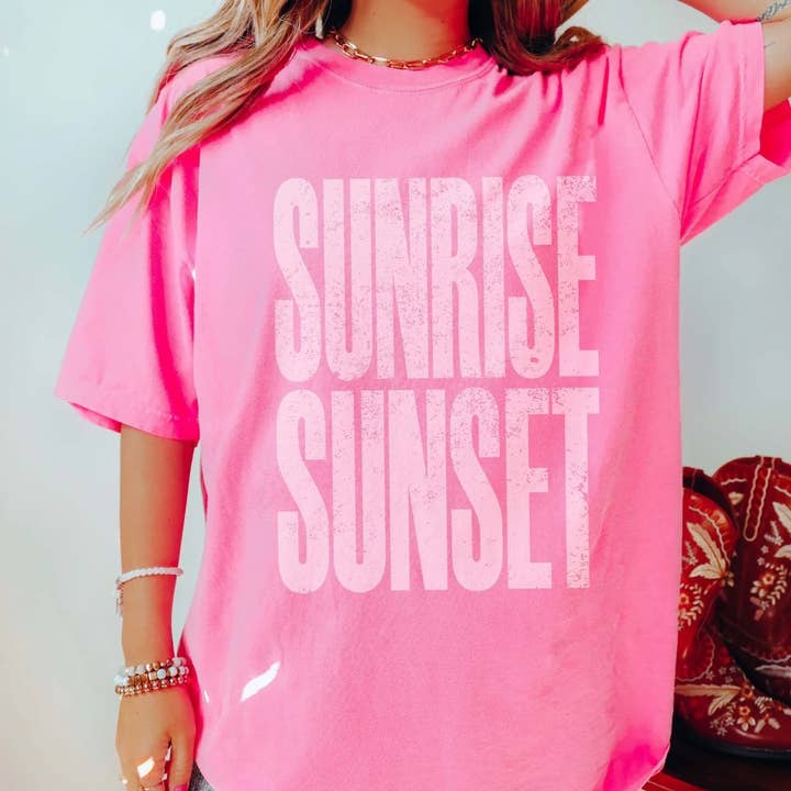 Sunrise Sunset Comfort Farve Engros T-shirt for engroshandel hos Limeberry Designs