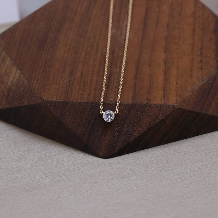 Round Cut Moissanite Pendant Necklace in 925 Sterling Silver for wholesale by Perimade & Co. LLC